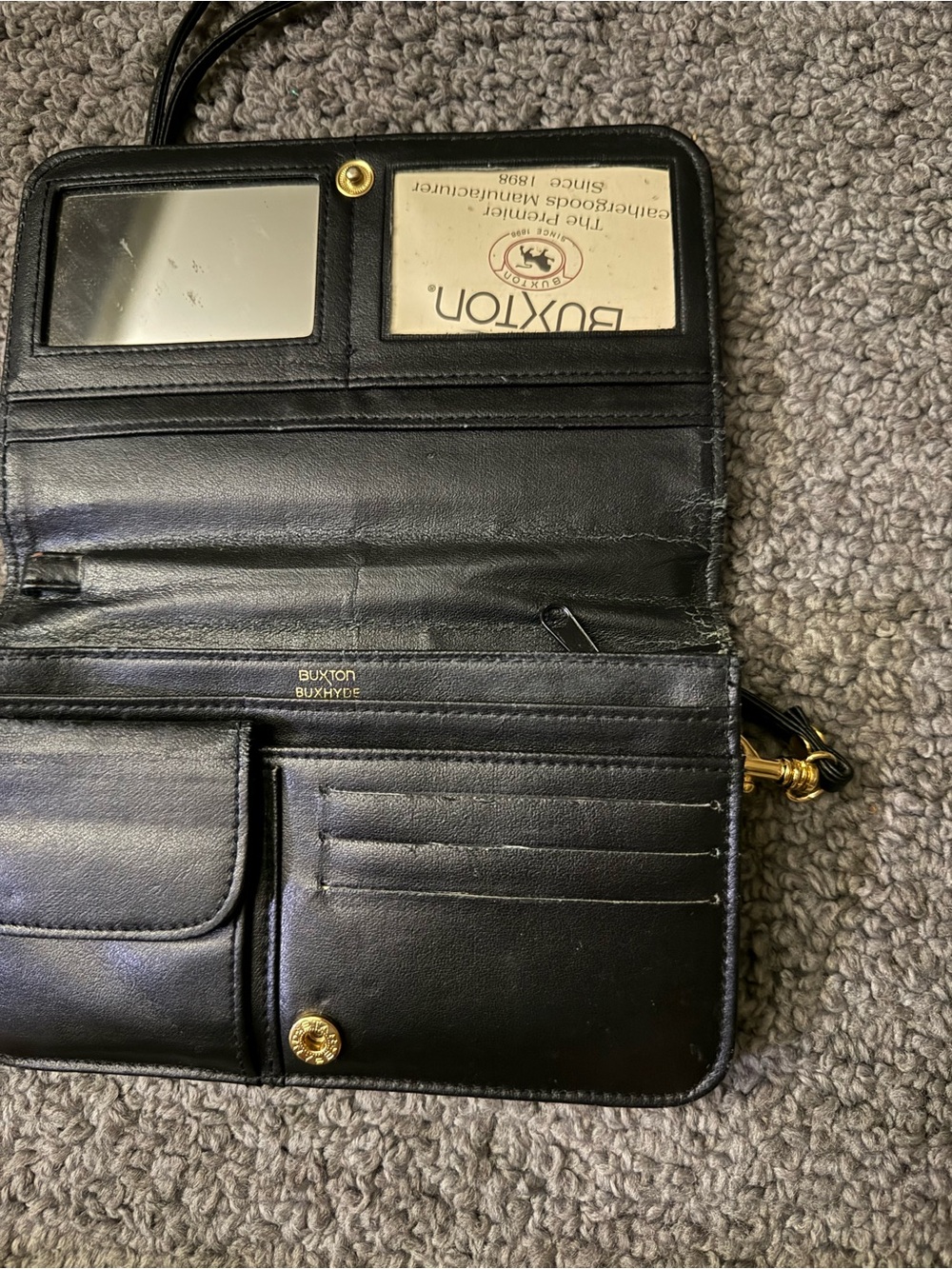 Black Leather Buxton Crossbody Bag with Gold Accent - Picture 4 of 5
